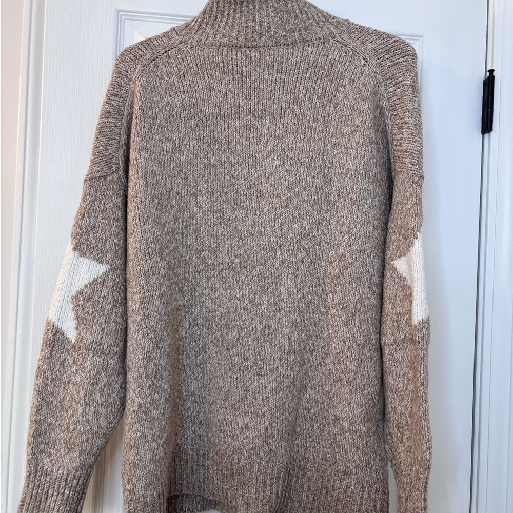 Lou & Grey Tan and White Star Turtleneck Sweater - Picture 4 of 5
